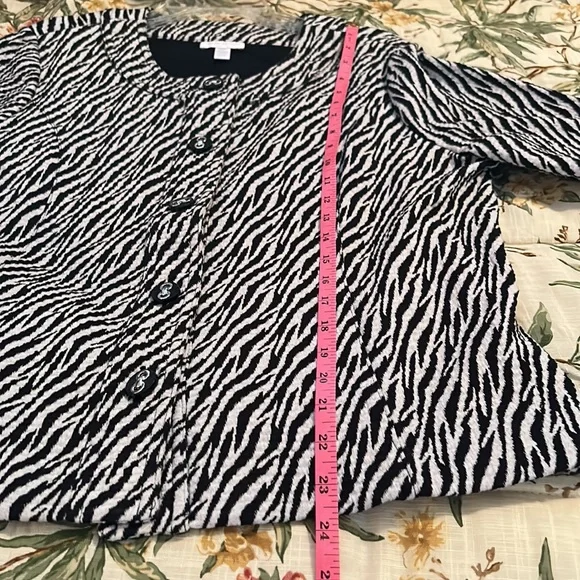 Charter Club Petites Zebra Stripes Black & White Blazer Jacket Size P XL - Picture 12 of 14